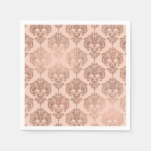 Roos Gold Blush Pink Modern Glam Damask Servet (Voorkant)
