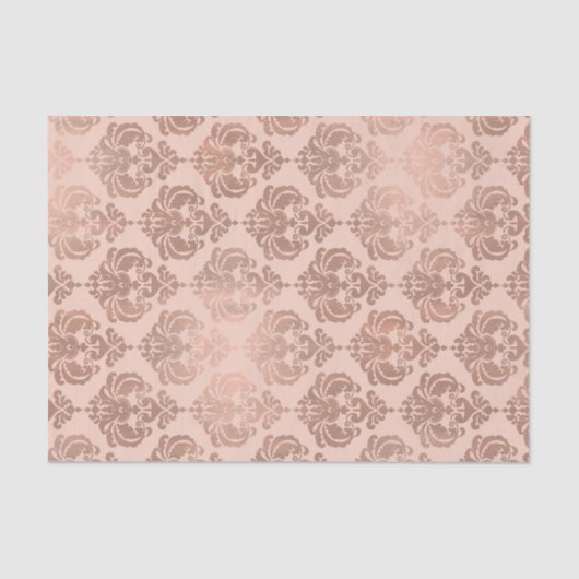 Roos Gold Blush Pink Modern Glam Damask Tissuepapier (Voorkant)