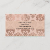 Roos Gold Blush Pink Modern Glam Damask Visitekaartje (Achterkant)