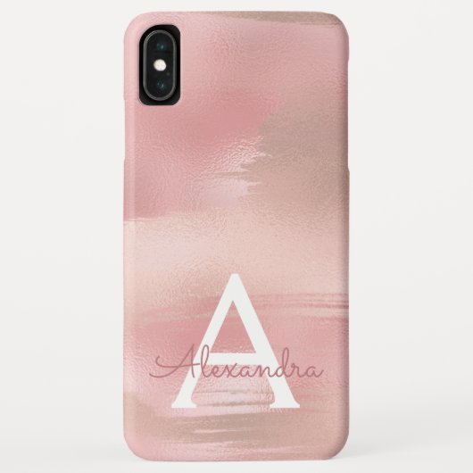 Roos Gold - Blush Pink Modern Monogram Case-Mate iPhone Case (Achterkant)