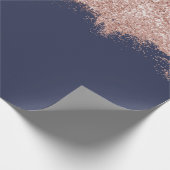 Roos Gold Blush Pink Navy Blue Girly Glitter Dust Cadeaupapier (Hoek)
