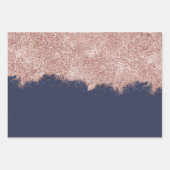Roos Gold Blush Pink Navy Blue Girly Glitter Dust Inpakpapier Vel (Voorkant 3)