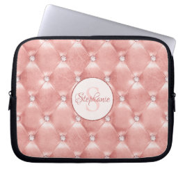 Roos Gold Blush Pink Padded Rhinestone Laptop Sleeve