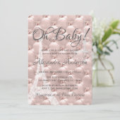 Roos Gold Blush Pink Paris Oh Baby shower Kaart (Staand voorkant)