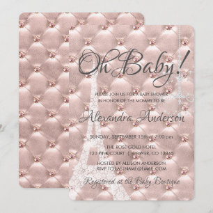 Roos Gold Blush Pink Paris Oh Baby shower Kaart