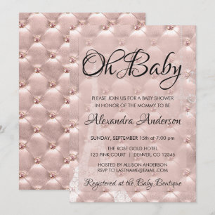 Roos Gold Blush Pink Paris Oh Baby shower Kaart