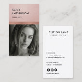 ROOS GOLD BLUSH PINK PEACH PERSONAL FOTO INSERT VISITEKAARTJE (Voorkant / Achterkant)