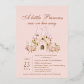 Roos Gold & Blush Pink Princess Baby shower Folie Uitnodiging (Voorkant)