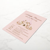 Roos Gold & Blush Pink Princess Baby shower Folie Uitnodiging (Gedraaid)