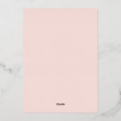 Roos Gold & Blush Pink Princess Baby shower Folie Uitnodiging (Achterkant)