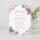 Roos Gold Blush Pink Quinceañera 15e verjaardag Kaart (Staand voorkant)