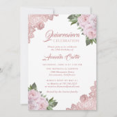 Roos Gold Blush Pink Quinceañera 15e verjaardag Kaart (Voorkant)