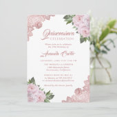 Roos Gold Blush Pink Quinceañera 15e verjaardag Kaart (Staand voorkant)