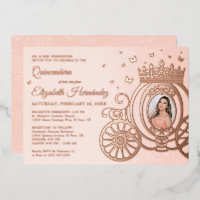 Roos Gold Blush Pink Quinceanera Princess Foto
