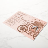 Roos Gold Blush Pink Quinceanera Princess Foto Folie Uitnodiging (Gedraaid)