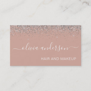 Roos Gold Blush Pink Silver Glitter Hair Makeup Visitekaartje