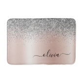 Roos Gold - Blush Pink Silver Glitter Monogram Badmat (Voorkant)