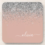Roos Gold Blush Pink Silver Glitter Monogram Bier Onderzetter<br><div class="desc">Roos Gold Blush Pink en Silver Glitter Script Monogram Name Paper Onderzetters. Dit maakt het perfecte afstuderen,  de verjaardag,  de bruiloft,  het vrijgezellenfeest,  de verjaardag,  het baby shower of het bachelorette feest cadeau voor iemand die van glam luxe en chic stijlen houdt.</div>