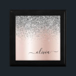 Roos Gold - Blush Pink Silver Glitter Monogram Cadeaudoosje<br><div class="desc">Roos Gold - Blush roze en Silver Faux Folie Metallic Sparkle Glitter Brushed Metal Monogram Name Jewelry Keepomwille Box. Dit maakt het perfecte afstuderen,  de verjaardag,  de bruiloft,  het vrijgezellenfeest,  de verjaardag,  het baby shower of het bachelorette feest cadeau voor iemand die van glam luxe en chic stijlen houdt.</div>