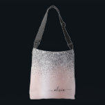 Roos Gold - Blush Pink Silver Glitter Monogram Crossbody Tas<br><div class="desc">Silver Roos Gold - Blush Roze verjaardag,  baby shower of bachelorette cadeau voor iemand die van luxe glazen en stijlvolle stijlen houdt.</div>