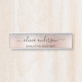 Roos Gold - Blush Pink Silver Glitter Monogram Deurbordje (Voorkant)