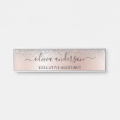 Roos Gold - Blush Pink Silver Glitter Monogram Deurbordje (Voorkant)