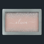 Roos Gold Blush Pink Silver Glitter Monogram Gesp<br><div class="desc">Roos Gold - Blush roze en Silver Sparkle Glitter Script Monogram Name Belt Buckle. Dit maakt het perfecte afstuderen, zoete 16 16, 18, 21, 30, 40, 50, 60, 70, 80, 90, 100 jaar, bruiloft, vrijgezellenfeest, verjaardagsfeest, baby shower of bachelorette cadeau voor iemand die van glam luxe en stijlvolle stijl houdt....</div>