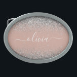 Roos Gold Blush Pink Silver Glitter Monogram Gesp<br><div class="desc">Roos Gold - Blush roze en Silver Sparkle Glitter Script Monogram Name Belt Buckle. Dit maakt het perfecte afstuderen, zoete 16 16, 18, 21, 30, 40, 50, 60, 70, 80, 90, 100 jaar, bruiloft, vrijgezellenfeest, verjaardagsfeest, baby shower of bachelorette cadeau voor iemand die van glam luxe en stijlvolle stijl houdt....</div>