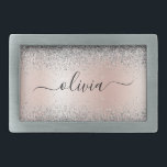 Roos Gold - Blush Pink Silver Glitter Monogram Gesp<br><div class="desc">Roos Gold - Blush roze en Silver Faux Folie Metallic Sparkle Glitter Brushed Metal Monogram Name Belt Buckle. Dit maakt het perfecte afstuderen, zoete 16 16, 18, 21, 30, 40, 50, 60, 70, 80, 90, 100 jaar, bruiloft, vrijgezellenfeest, verjaardagsfeest, baby shower of bachelorette cadeau voor iemand die van glam luxe...</div>