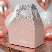 Roos Gold Blush Pink Silver Glitter Monogram Girly Bedankdoosjes