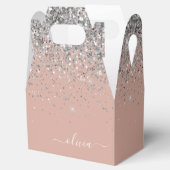 Roos Gold Blush Pink Silver Glitter Monogram Girly Bedankdoosjes (Geopend)
