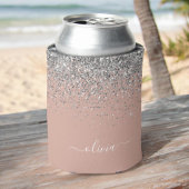 Roos Gold Blush Pink Silver Glitter Monogram Girly Blikjeskoeler
