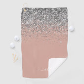Roos Gold Blush Pink Silver Glitter Monogram Girly Golfhanddoek (Insitu)