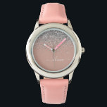 Roos Gold Blush Pink Silver Glitter Monogram Girly Horloge<br><div class="desc">Roos Gold - Blush roze en Silver Sparkle Glitter Script Monogram Name Watch. Dit maakt de perfecte liefhebbende 16 verjaardag,  bruiloft,  vrijgezellenfeest,  verjaardagsdag,  baby shower of vrijgezellenfeest voor iemand die van luxe glam en stijl houdt.</div>
