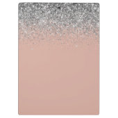 Roos Gold Blush Pink Silver Glitter Monogram Girly Klembord (Achterkant)