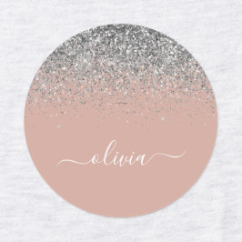 Roos Gold Blush Pink Silver Glitter Monogram Girly Labels