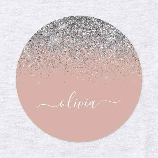 Roos Gold Blush Pink Silver Glitter Monogram Girly Labels (Design 1)