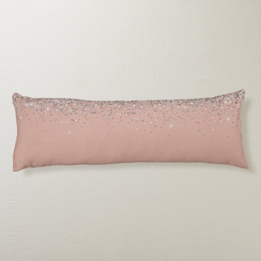 Roos Gold Blush Pink Silver Glitter Monogram Girly Lichaamskussen (Achterkant)