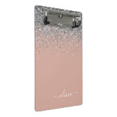 Roos Gold Blush Pink Silver Glitter Monogram Girly Mini Klembord (Schuin)