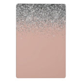 Roos Gold Blush Pink Silver Glitter Monogram Girly Mini Klembord (Achterkant)