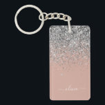 Roos Gold Blush Pink Silver Glitter Monogram Girly Sleutelhanger<br><div class="desc">Roos Gold - Blush roze en Silver Sparkle Glitter Script Monogram Name Sleutelhanger. Dit maakt de perfecte liefhebbende 16 verjaardag,  bruiloft,  vrijgezellenfeest,  verjaardagsdag,  baby shower of vrijgezellenfeest voor iemand die van luxe glam en stijl houdt.</div>