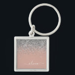 Roos Gold Blush Pink Silver Glitter Monogram Girly Sleutelhanger<br><div class="desc">Roos Gold - Blush roze en Silver Sparkle Glitter Script Monogram Name Keychains (Sleutelhanger). Dit maakt de perfecte liefhebbende 16 verjaardag,  bruiloft,  vrijgezellenfeest,  verjaardagsdag,  baby shower of vrijgezellenfeest voor iemand die van luxe glam en stijl houdt.</div>