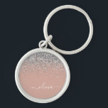 Roos Gold Blush Pink Silver Glitter Monogram Girly Sleutelhanger<br><div class="desc">Roos Gold - Blush roze en Silver Sparkle Glitter Script Monogram Name Keychains (Sleutelhanger). Dit maakt de perfecte liefhebbende 16 verjaardag,  bruiloft,  vrijgezellenfeest,  verjaardagsdag,  baby shower of vrijgezellenfeest voor iemand die van luxe glam en stijl houdt.</div>