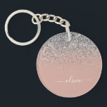 Roos Gold Blush Pink Silver Glitter Monogram Girly Sleutelhanger<br><div class="desc">Roos Gold - Blush roze en Silver Sparkle Glitter Script Monogram Name Sleutelhanger. Dit maakt de perfecte liefhebbende 16 verjaardag,  bruiloft,  vrijgezellenfeest,  verjaardagsdag,  baby shower of vrijgezellenfeest voor iemand die van luxe glam en stijl houdt.</div>