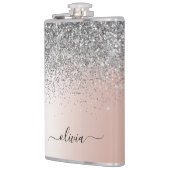 Roos Gold - Blush Pink Silver Glitter Monogram Heupfles (Links)