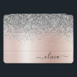 Roos Gold - Blush Pink Silver Glitter Monogram iPad Pro Cover<br><div class="desc">Roos Gold - Blush roze en Silver Faux Folie Metallic Sparkle Glitter Brushed Metal Monogram Name Laptop Hoesje. Dit maakt de perfecte liefhebbende 16 verjaardag,  bruiloft,  vrijgezellenfeest,  verjaardagsdag,  baby shower of vrijgezellenfeest voor iemand die van luxe glam en stijl houdt.</div>