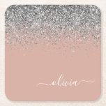 Roos Gold Blush Pink Silver Glitter Monogram Kartonnen Onderzetters<br><div class="desc">Roos Gold - Blush roze en Silver Sparkle Glitter Script Monogram Name Paper Onderzetters. Dit maakt het perfecte afstuderen,  de verjaardag,  de bruiloft,  het vrijgezellenfeest,  de verjaardag,  het baby shower of het bachelorette feest cadeau voor iemand die van glam luxe en chic stijlen houdt.</div>