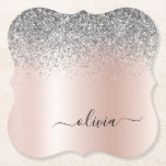Roos Gold - Blush Pink Silver Glitter Monogram Kartonnen Onderzetters<br><div class="desc">Roos Gold - Blush roze en Silver Faux Folie Metallic Sparkle Glitter Brushed Metal Monogram Name Paper Onderzetters. Dit maakt het perfecte afstuderen,  de verjaardag,  de bruiloft,  het vrijgezellenfeest,  de verjaardag,  het baby shower of het bachelorette feest cadeau voor iemand die van glam luxe en chic stijlen houdt.</div>