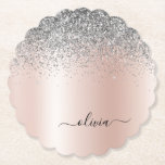 Roos Gold - Blush Pink Silver Glitter Monogram Kartonnen Onderzetters<br><div class="desc">Roos Gold - Blush roze en Silver Faux Folie Metallic Sparkle Glitter Brushed Metal Monogram Name Paper Onderzetters. Dit maakt het perfecte afstuderen,  de verjaardag,  de bruiloft,  het vrijgezellenfeest,  de verjaardag,  het baby shower of het bachelorette feest cadeau voor iemand die van glam luxe en chic stijlen houdt.</div>