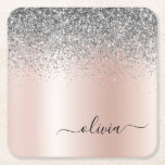 Roos Gold - Blush Pink Silver Glitter Monogram Kartonnen Onderzetters<br><div class="desc">Roos Gold - Blush roze en Silver Faux Folie Metallic Sparkle Glitter Brushed Metal Monogram Name Paper Onderzetters. Dit maakt het perfecte afstuderen,  de verjaardag,  de bruiloft,  het vrijgezellenfeest,  de verjaardag,  het baby shower of het bachelorette feest cadeau voor iemand die van glam luxe en chic stijlen houdt.</div>
